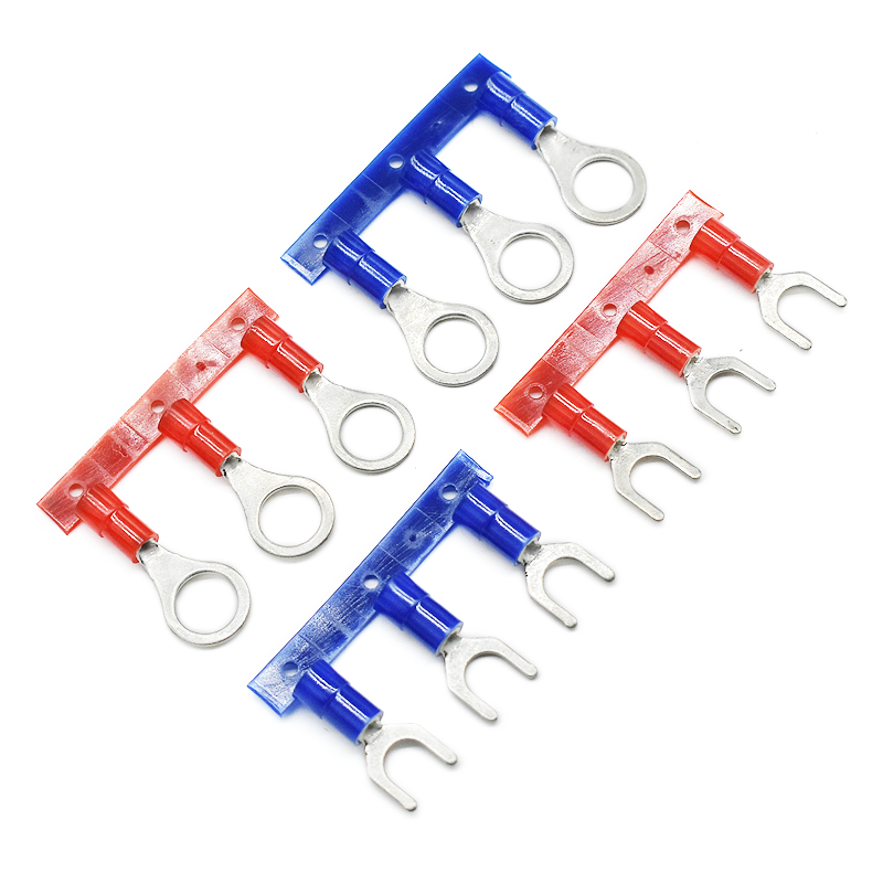 Red Copper Body Terminal Continous Insulated Fork Electrical Crimp Terminal Lugs