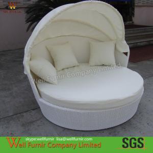 China White Outdoor Wicker Daybed With Cushions , Rattan Oval Daybed wholesale