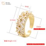 Gold Plated Flower Diamond Rings Adjustable Natural Zircon Stone Women 18k