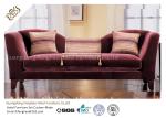 Wine Red Fabric Velvet Hotel Lobby Sofa Three Seat Classical In Fabric