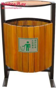China Rose Wood Commercial Grade Home Outdoor Trash Can With One Barrel Body High Lid wholesale