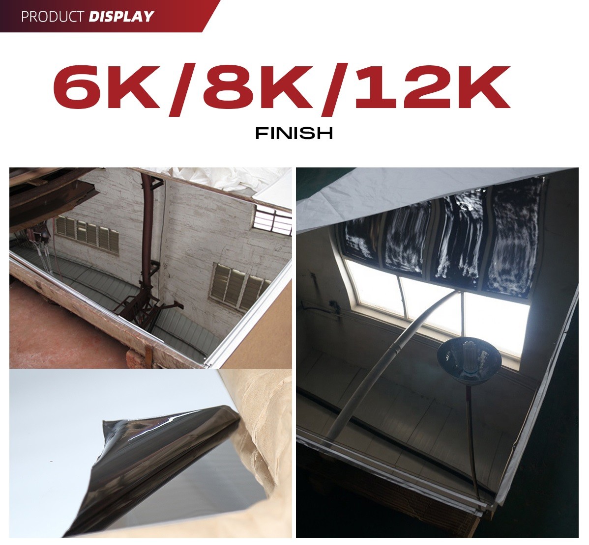 Food Grade 201 304 316 Grade 6K/8K/12K Mirror Finsh Stainless Steel Sheet Material