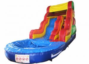 China Best sale rainbow inflatable water slide bright colour inflatable slide with pool on sale