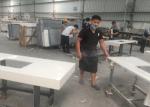 Pure White Quartz Kitchen Countertops , 45 Degree Edge Faux Quartz Countertops