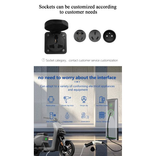 CE Certified Type 2 EV Charging Station Adapter Male Plug to Schuko Socket 220V AC for Power Supply