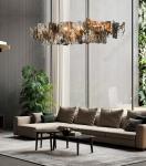 Modern Designer metal fragment Art Chandelier Rectangle Kitchen Island Hanging