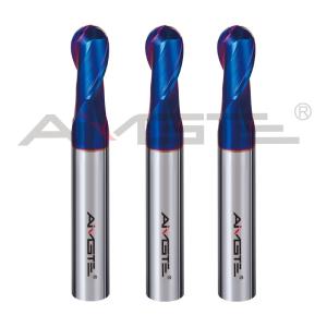 China 0.2μm Nano Blue Coat End Mill 2 Flutes Ball Nose End Mill HRC45 For Hardened Steel wholesale