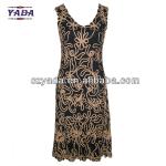 Black sleeveless vest embroidery floral dress womens tshirt silm western dresses