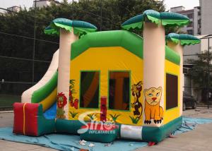 China Custom made outdoor tropical inflatable combo castle with slide made of lead free pvc tarpaulin wholesale