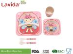 Square Shape Baby Bee Print Childrens Bamboo Meal Set Non - Fragile High