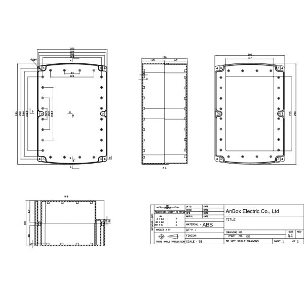 Screws 290x200x130mm Waterproof Plastic Enclosure Box