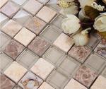 Natural Shell Pearl Subway Glass Tile , Iridescent Glass Mosaic Bathroom Tiles