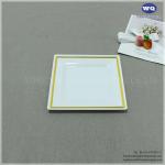 7 Inch Hot-Stamp Square Plate,Elegant Single Use Heavy-Duty Disposable Wedding