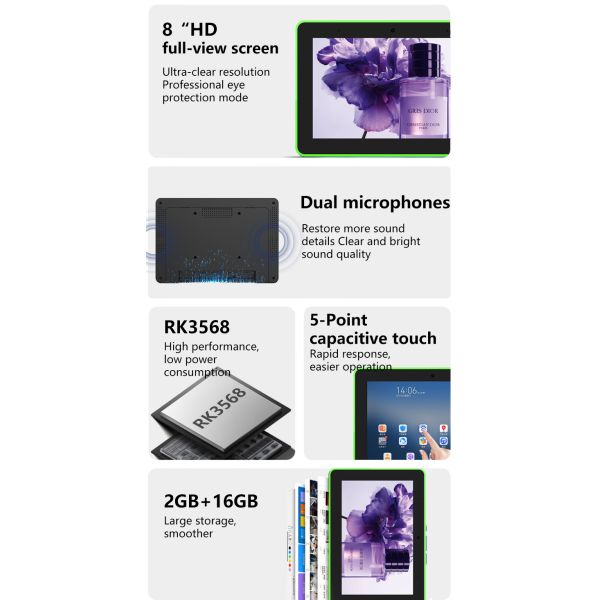 8-inch IPS Touch Screen Wall Mounted Android Tablet PC with POE Support and NFC for Business Use