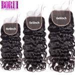 Eco Friendly Human Hair Lace Closure Natrual Parting Water Wave All Color