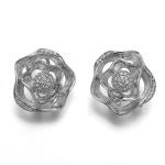Diamond Stud Earrings 925 Silver CZ Earrings Swirl White Round Clip on