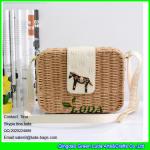 LDTT-014 light pink straw bags for girls, fashion rattan handbags with metalic
