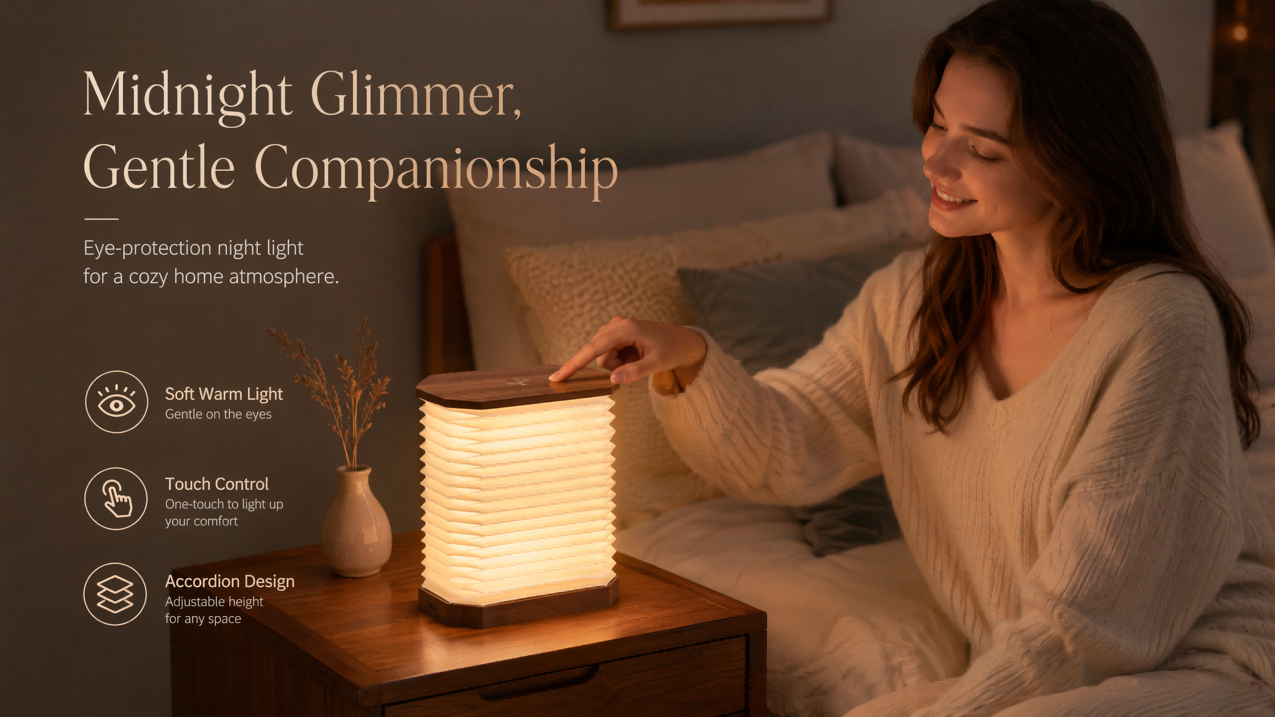 Solid Hardwood Base Rectangular Folding Paper Light Vertical Expandable Lamp with Premium Paper Shade USB Rechargeable