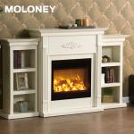 Fake Wood Heater Electric Fireplace Adjustable Flame Black Frame 33In 750-1500W