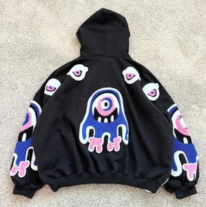 China Custom Chenille Patch Thick Hoodie Heavyweight Pullover Sweatshirts Oversized Towel Chenille Embroidery Hoodies For Men wholesale