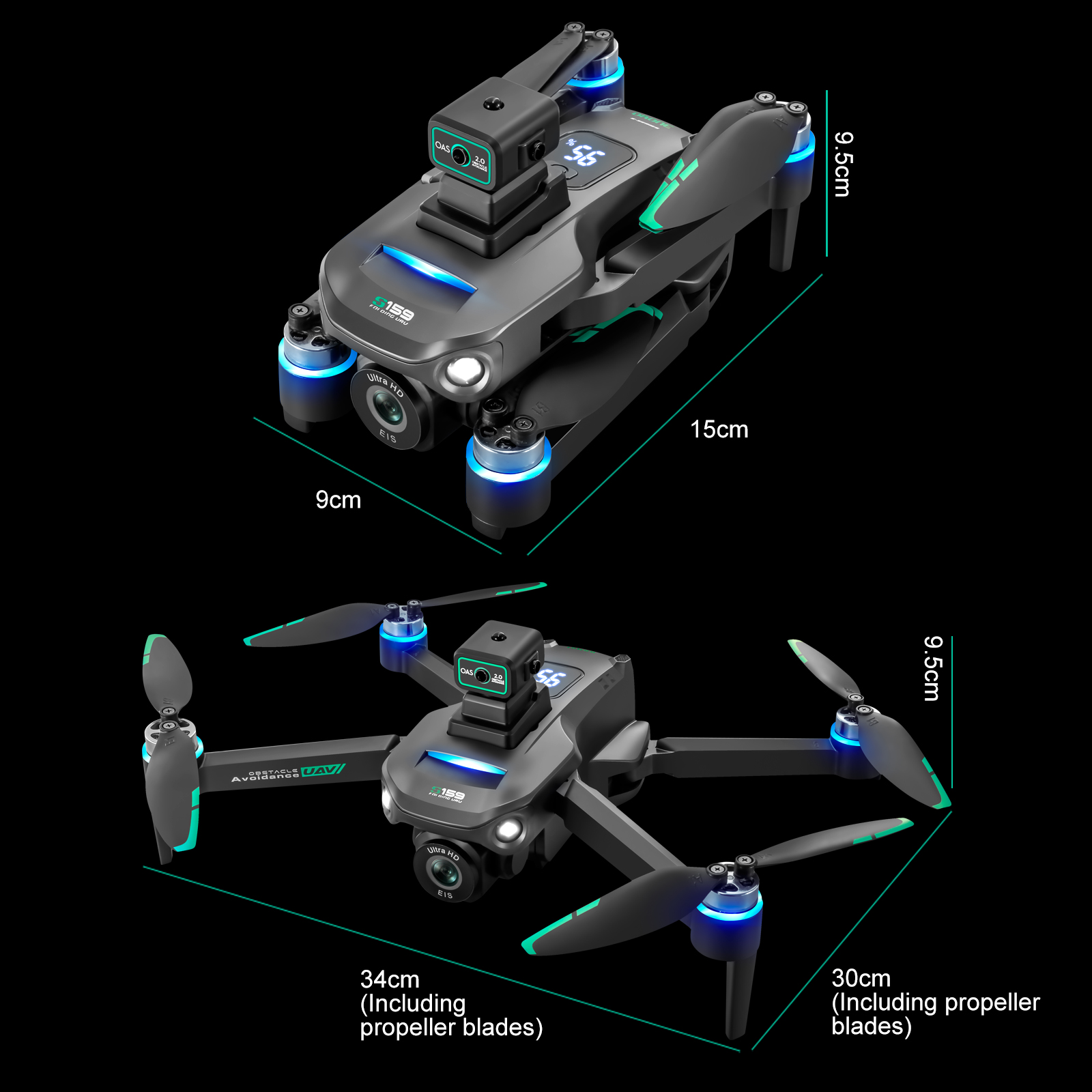 S159 Gps Remote Control Display Screen Professional Camera Brushless Drone Toy Drone Rc with Plastic and 720P Camera