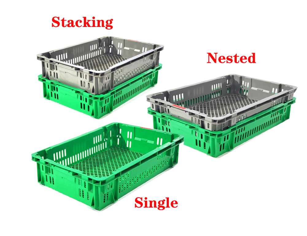 Sturdy Mesh Design Turnover Box for Food and Produce Shipping External Size 690*470*150mm
