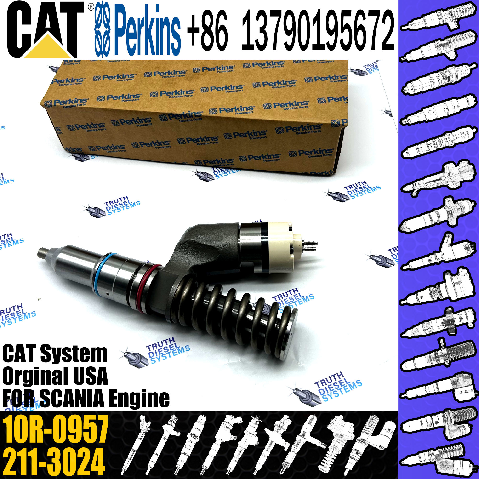 Common Rail Injector C15 C18 Engine Parts Fuel Injector 10R-0956 10R-0957 10R-0958 10R-0955 10R-7228 for C-aterpillar