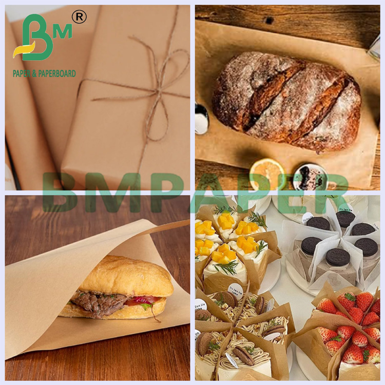 40gr 60gr Food Grade Brown Oilproof Wrapping Sheets For Gift Packaging