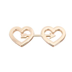 China Double Heart Arrow Shape Handbag Lock Hardware Pale Gold Color wholesale