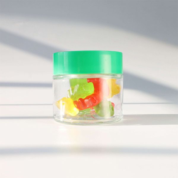 Smooth Round Glass Weed Flower Candy Storage Container With Child Resistant Screw Cap