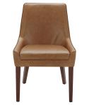Rivet Modern Leather Dining Chairs , Welt Trimmed Leather And Metal Dining