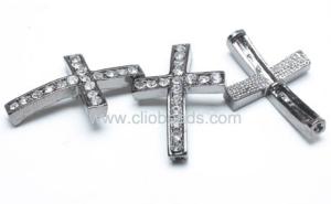 China Crystal Pave Gun Black Plated Alloy Cross AL13108 wholesale