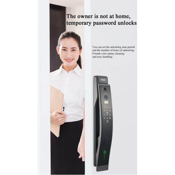 Grey Face Recognition Smart Door Lock Video Intercom Door Lock Aluminum Alloy