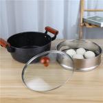 Double Handle Kitchen Cookware Non Stick 24cm Food Steamer Pot