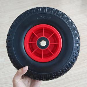 China 300-4 Red Rim Rubber Wheel 10 Inch Tire Garden Cart Wheelbarrow Pneumatic Wheels wholesale