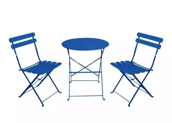 Outdoor Garden Steel Leisure Conversation Patio Bistro Set Folding Table And