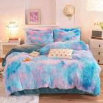 Fluffy Plush Faux Fur Velvet Shaggy Queen King Size Duvet Cover Bedding Set