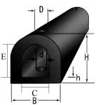 40-90 Shore A Hardness Marine Rubber Dock Bumper H200xW100xL1000mm for D Shape