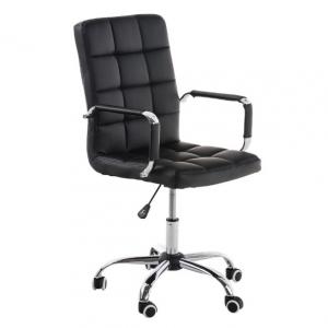 China Faux Leather Swivel Task Chair Adjustable Height Swivel Home Office Chair In Black For Small Space With Armrest wholesale