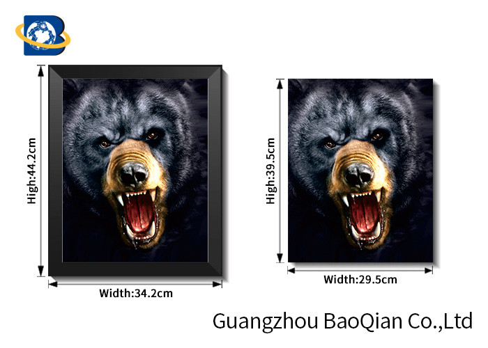 3d Effect Lenticular Image / Poster With White Mdp Frame , Free Sample Cat Animal Picture