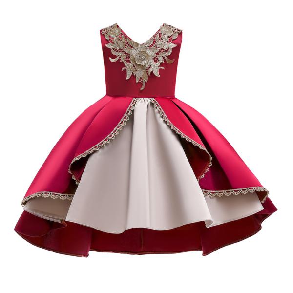 2021 New V-Neck Flower Girl Dress Champagne Lace Princess Dress Vestidos De Ropa