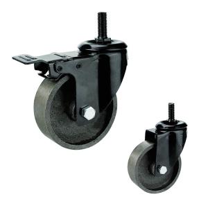 China 75x32mm Heavy Duty Cast Iron Threaded Stem Swivel Locking Casters wholesale