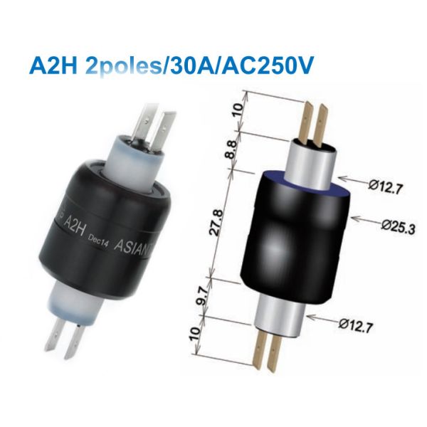 A2H mercury slip rings 2poles/30A