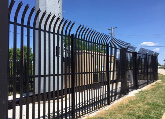 Black Color Powder Coated 1.8m Steel Palisade Fencing W & D Section Curving Security