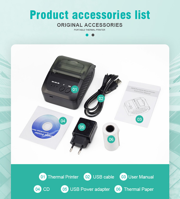 58mm Thermal Receipt Printer USB Port Android IOS Windows System