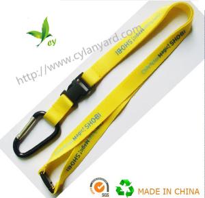 China Carabiner hook polyester lanyards, imprinted safety lanyards with carabiner,China factory wholesale