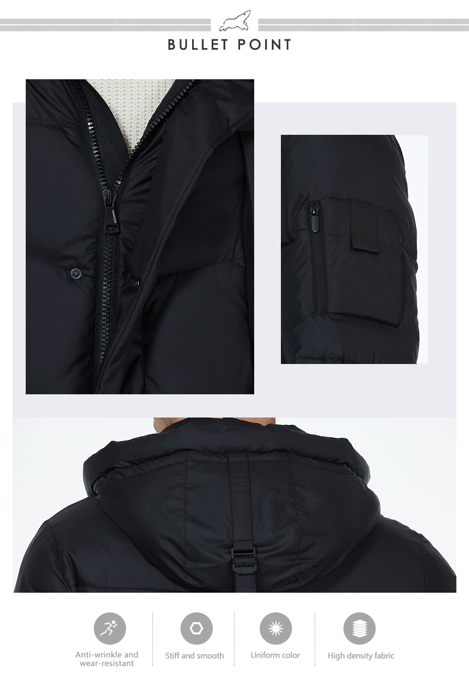A long down jacket, upper and lower four-pocket design,long men's winter coat, straight fit, cold winter coat