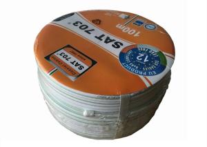 China Satellite SATV 75 Ohm Coaxial Cable SAT703 0.8mm CCC With Green Strips Line wholesale