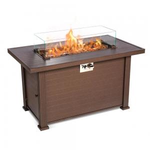 China 50,000BTU Auto Ignition Propane Fire Pit Black Tempered Glass Top Clear Glass Rock wholesale