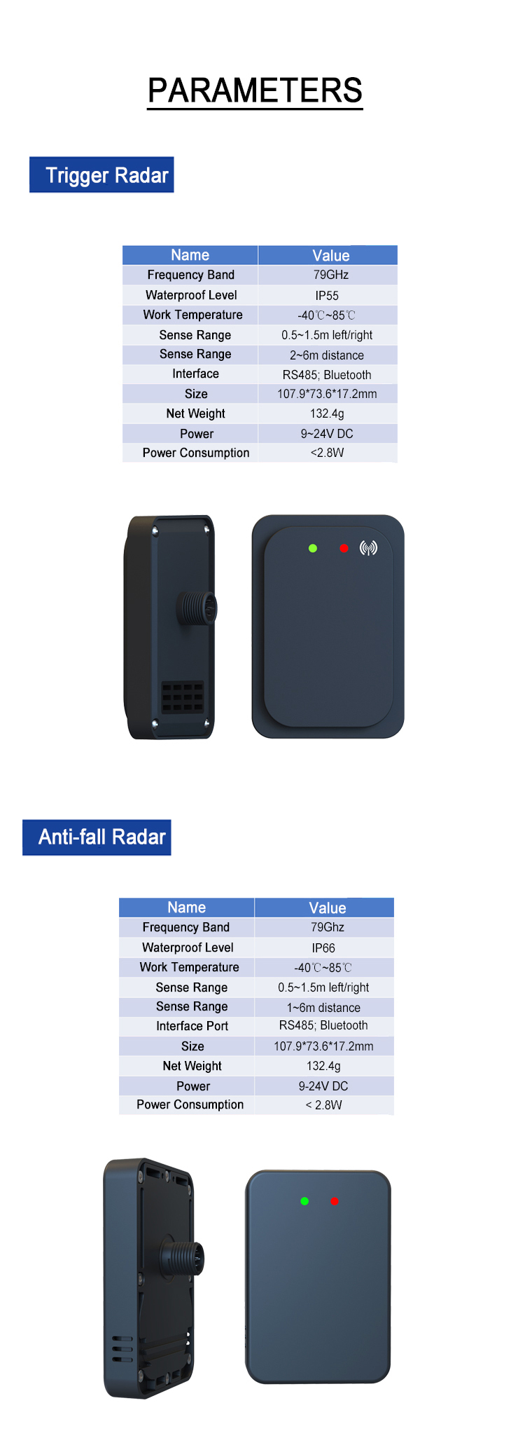 Barrier Gate Trigger Radar Anti Fall Water Resistant For Security / Protection Product